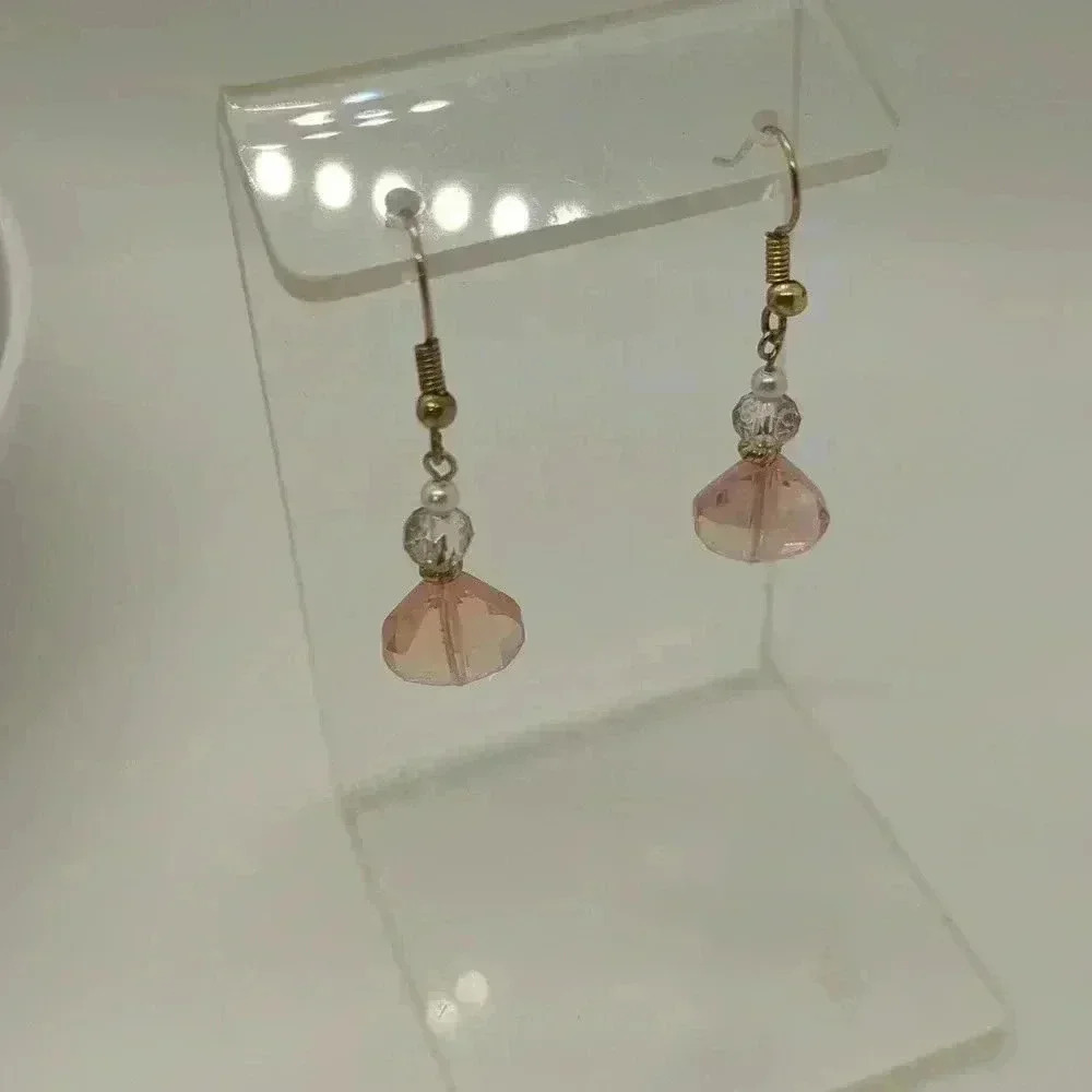 New Sterling Silver 18kt Coated Sterling Silver Pearl & Czech Crystal Earrings.. - Picture 6 of 9
